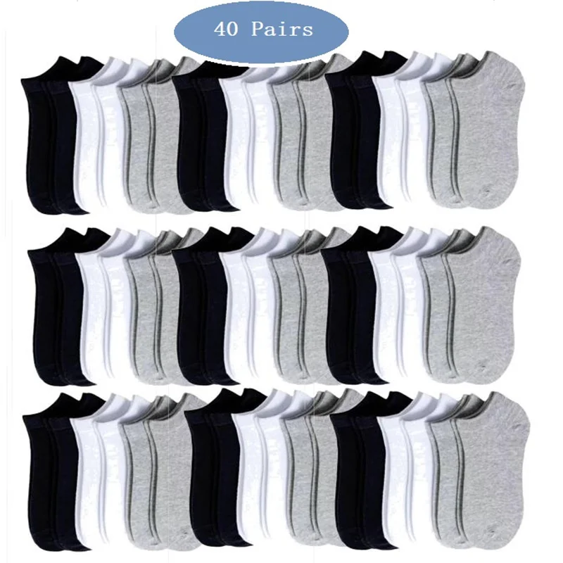 10/20/30/40 Pairs Summer Solid Low Cut Ankle Socks Men Women Sports Socks Odor Proof Sweat Absorbing Sock Man Female Hosiery Best Sellers In Sports & Entertainment