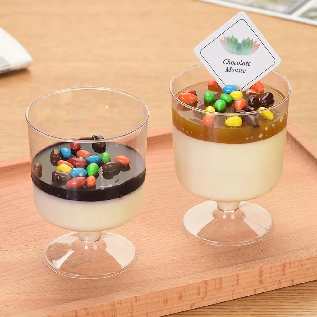 Plastic Cups Plastic Dessert Cups Dessert Cups 10PCS 5 oz Mini Dessert Cups Spoons Small Dessert Cups Plastic Footed Wine Glasses Serving Trifles Appetizers