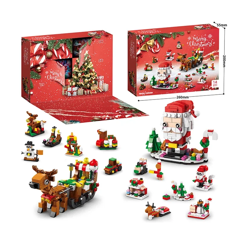 Christmas Building Blocks Set Box Kids Toys Xmas Advent Calendar Bricks Diy Kit Gift for Children 6 Years Old and Above christmas countdown calendar