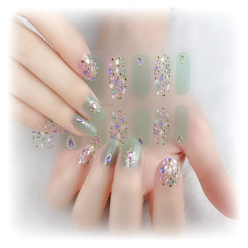 ネイル用品 14p Waterproof Full Sticker Nail Sticker 3d Colored Diamond