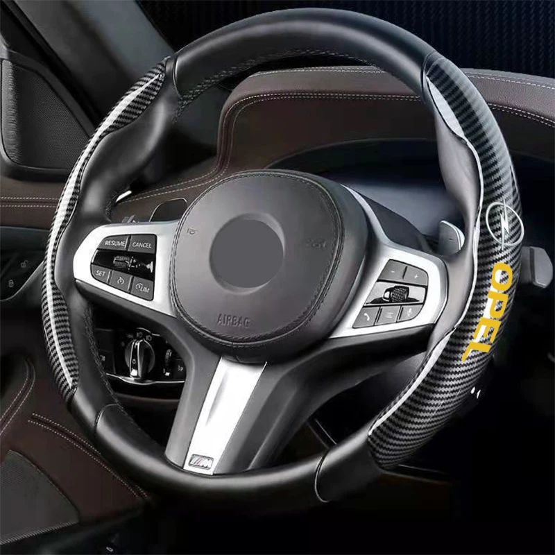 Car Carbon Fiber Car Steering Wheel Cover Black Fiber Nonslip For Opel Astra Corsa Insignia