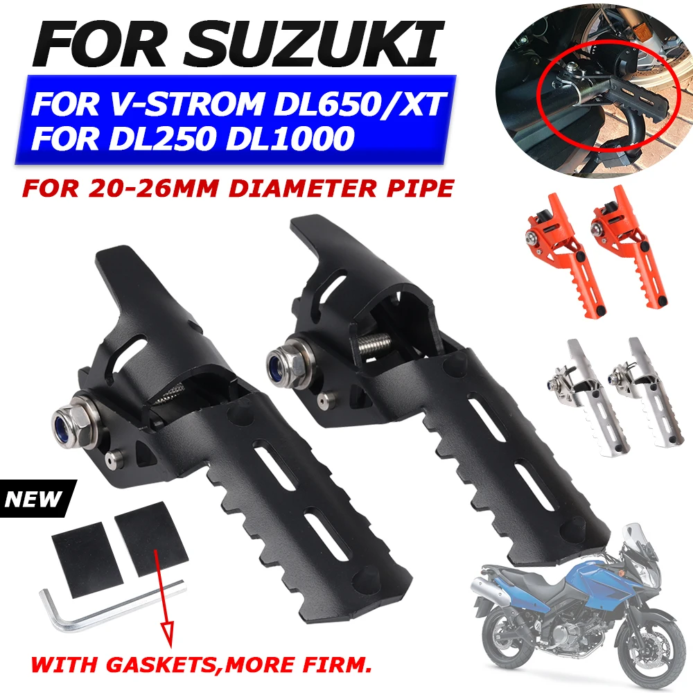 

For SUZUKI DL650 V-Strom DL 650 XT VStrom DL 1000 250 DL1000 Motorcycle Accessories Front Foot Pegs Rest Footrests Clamps Pedals