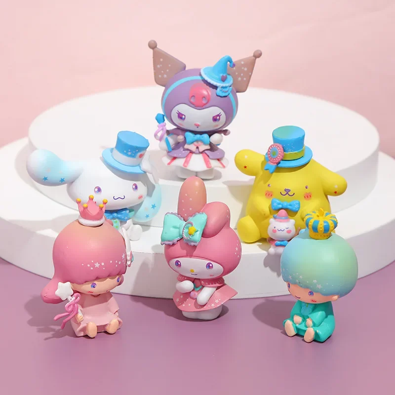 

6 шт./набор Sanrio игрушки My Melody Kuromi Аниме фигурки Коричный кавайная кукла милая экшн-фигурка рождественские подарки для детей