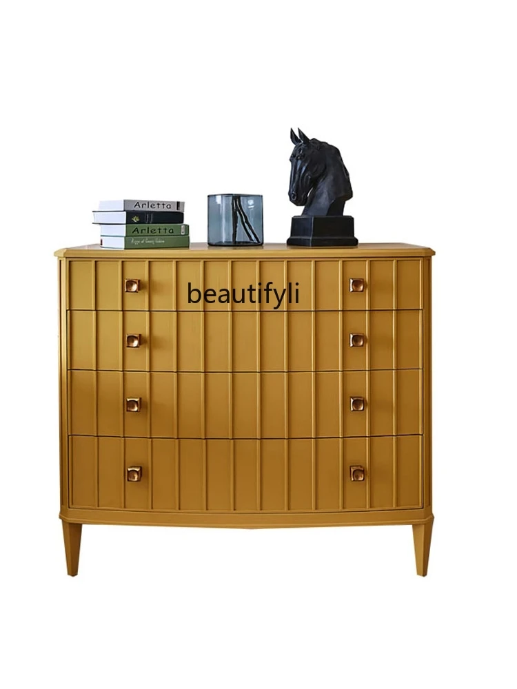 

American Solid Wood Chest of Drawers Modern Minimalist Entry Door Hall Cabinet Drawer Entrance Cabinet French Curio Cabinet