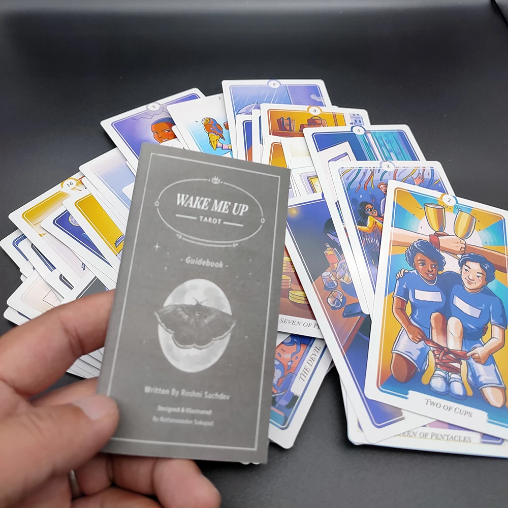 The 12CMX7CM  wake me up Tarot Cards for Beginners with Guide Book Board Game  Runes Divination Witchcraft  English Deck 2
