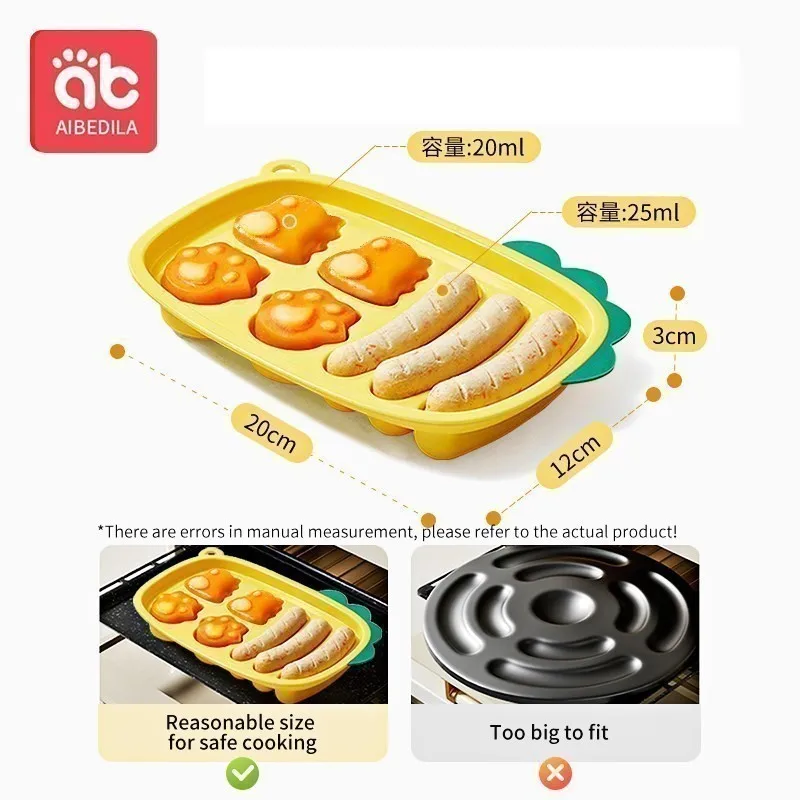 AIBEDILA Baby Food Supplement Mold Tool Can Be Steamed Food Grade Silicone Meat Sausage Steamed Sausage Abrasive Feeding