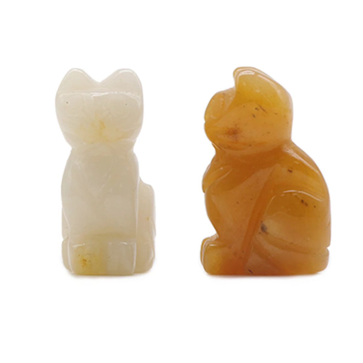 10PCS Wholesale Cat Shape Natural Amethyst Rose Quartz Flash Labradorite Charm Ornaments Home Decoration DIY Sculpture Stone