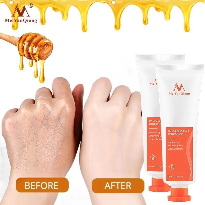 2PCs Honey Milk Hand Whitening Cream Repair Nourishing Lotions Hand Dry Skin Care Anti Aging Moisturizing Softness Serum Women