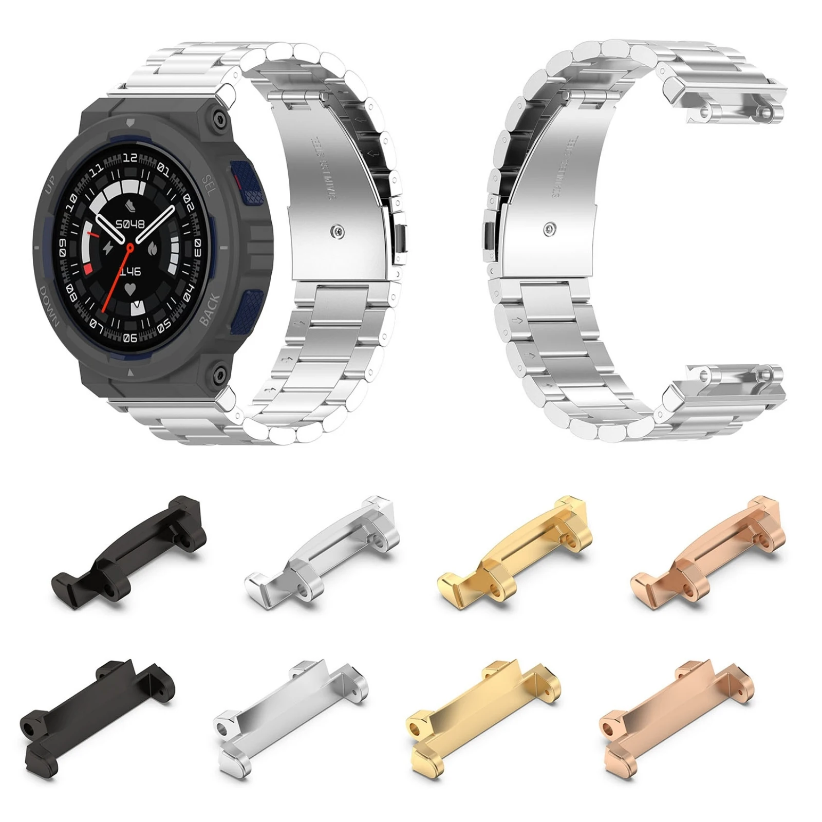

Для Amazfit Active Edge A2212 1 пара Металлических Ремешков для часов (серебристый)