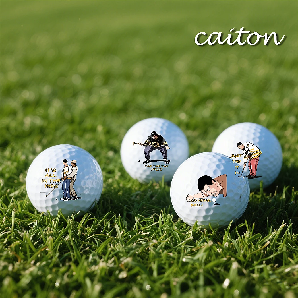 Caiton Lot de 4 balles de golf – 4 designs uniques, cadeaux amusants pour hommes, papa, grand-père, parfait pour anniversaire, Noël, retraite
