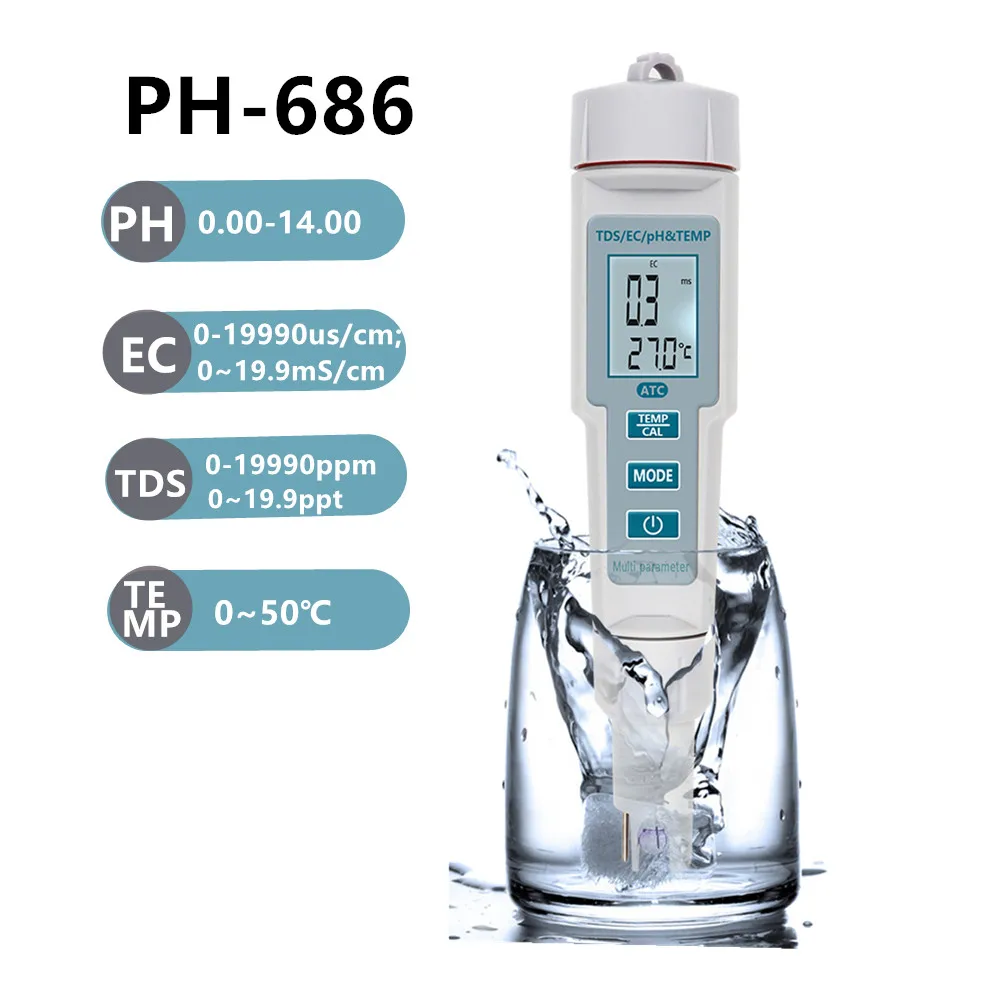 Misuratore Di Ph Digitale Per Acqua Tester Tds Strumenti Di Analisi Ph Monitor Ec Tester Di Acidità Penna Termometro Strumento Di Laboratorio Acquario