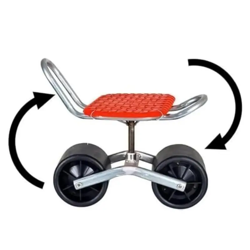 Garden Cart with Seat Mobile Garden Workseat Adjustable Height Duty Rolling Weeding Stool Stool Foldable Chair