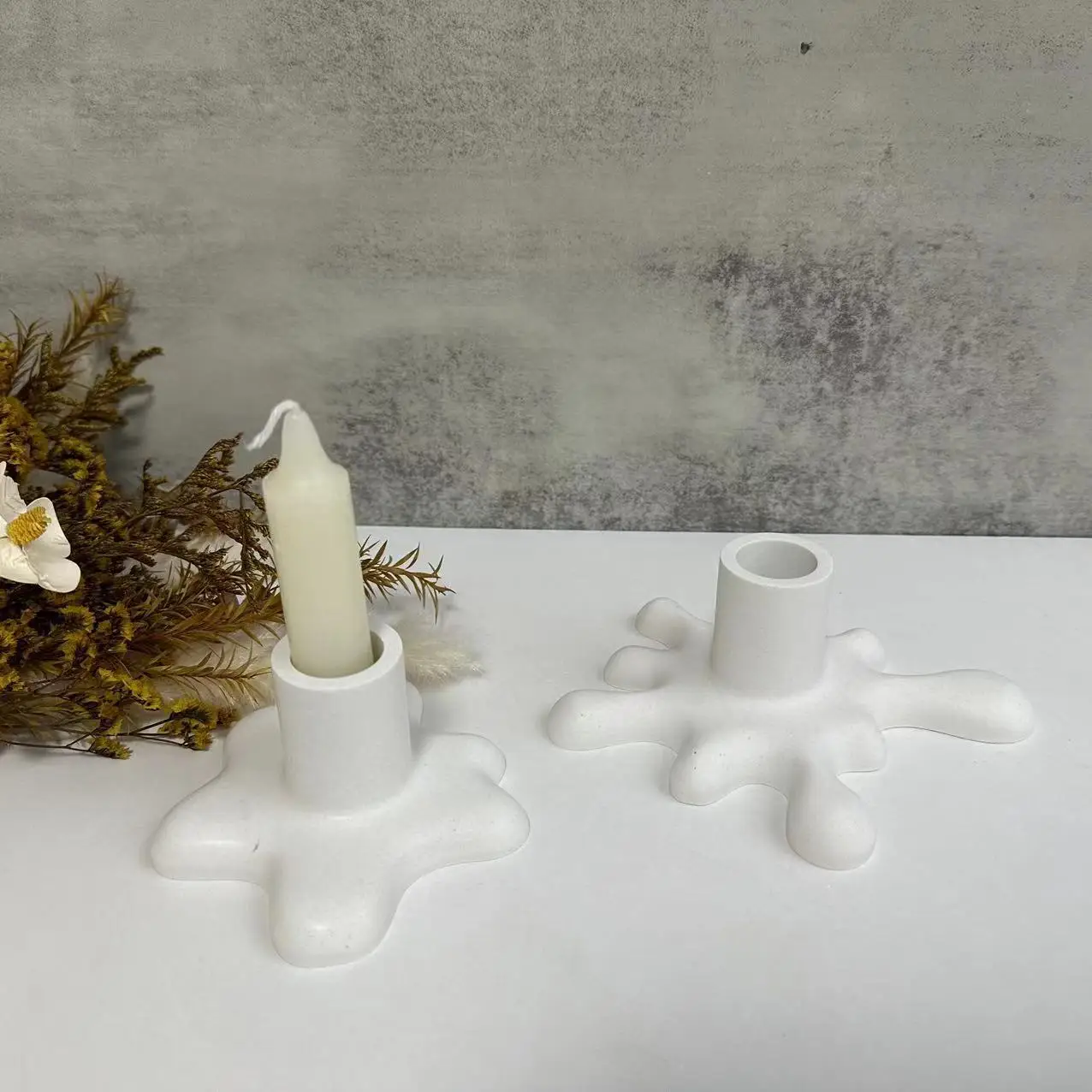 DIY 크리 에이 티브 흐름 모양의 촛대 브래킷 실리콘 몰드-홈 촛불 데스크탑 장식 석고 수지 콘크리트 실리콘 몰드
