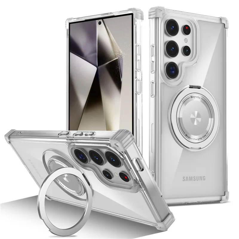Enhanced Magnetic Clear Case with Wireless Charging Ring Cover