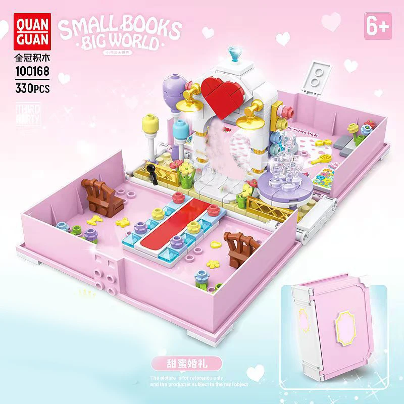 Fiaba World City Street View Ice Cream Portable Storybook Buildings Blocks Castle Book Brick Set Giocattoli Educativi Per Bambini