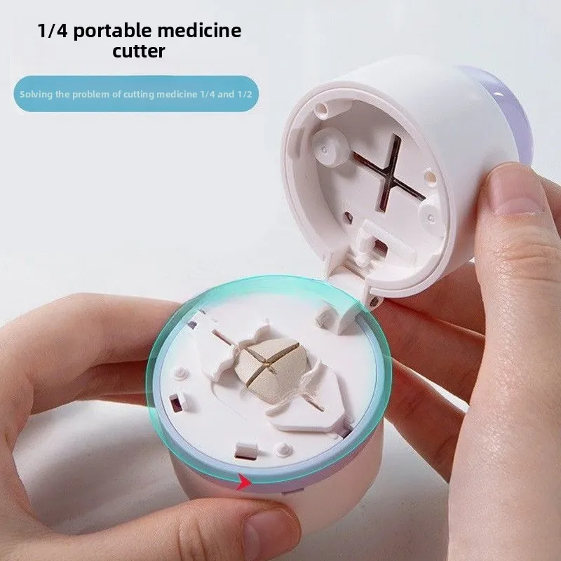 Pill Cutter for Cutting Small/Big Pills in Half & Quarter Travel Pill Organizer Case Medication Vitamin Organizer Medicine Box