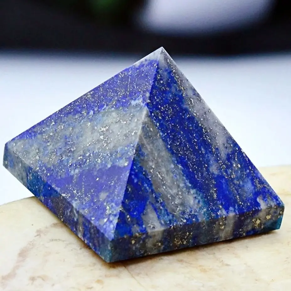 

50mm A+++ Natural Lapis Lazuli Pyramid Crystal stones Wand Healing Home Decoration Accessories