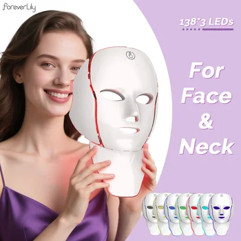 7 colori Photon Maschera facciale LED Terapia della luce rossa Anti invecchiamento Viso Collo Maschera di bellezza Trattamento rilassante Antirughe Cura della pelle