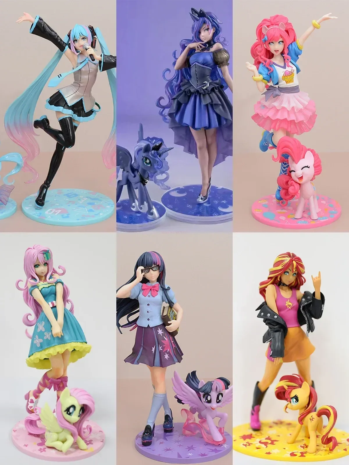 Hot My Little Pony Anime Figure Rainbow Dash Kawaii Rainbow Dash Applejack Fluttershy Twilight Sparkle Pvc Figure Model Doll Toy