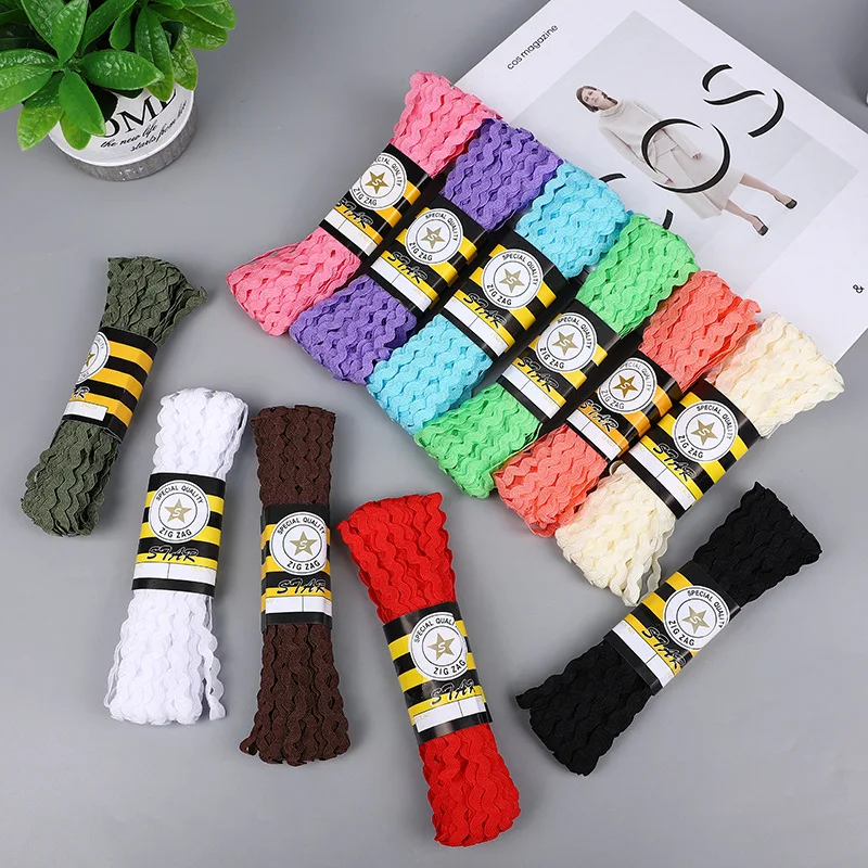 Ribbon Decoration Ribbon Supplies Polyester Ribbon Sewing Ribbon Lace Trim Ribbon 15Yard/lot 8mm Multicolor Terylene Ribbon Ric Rac Zig Zag Lace Trim Ribbon for Wedding Decoration Handmade DIY Sewing Crafts