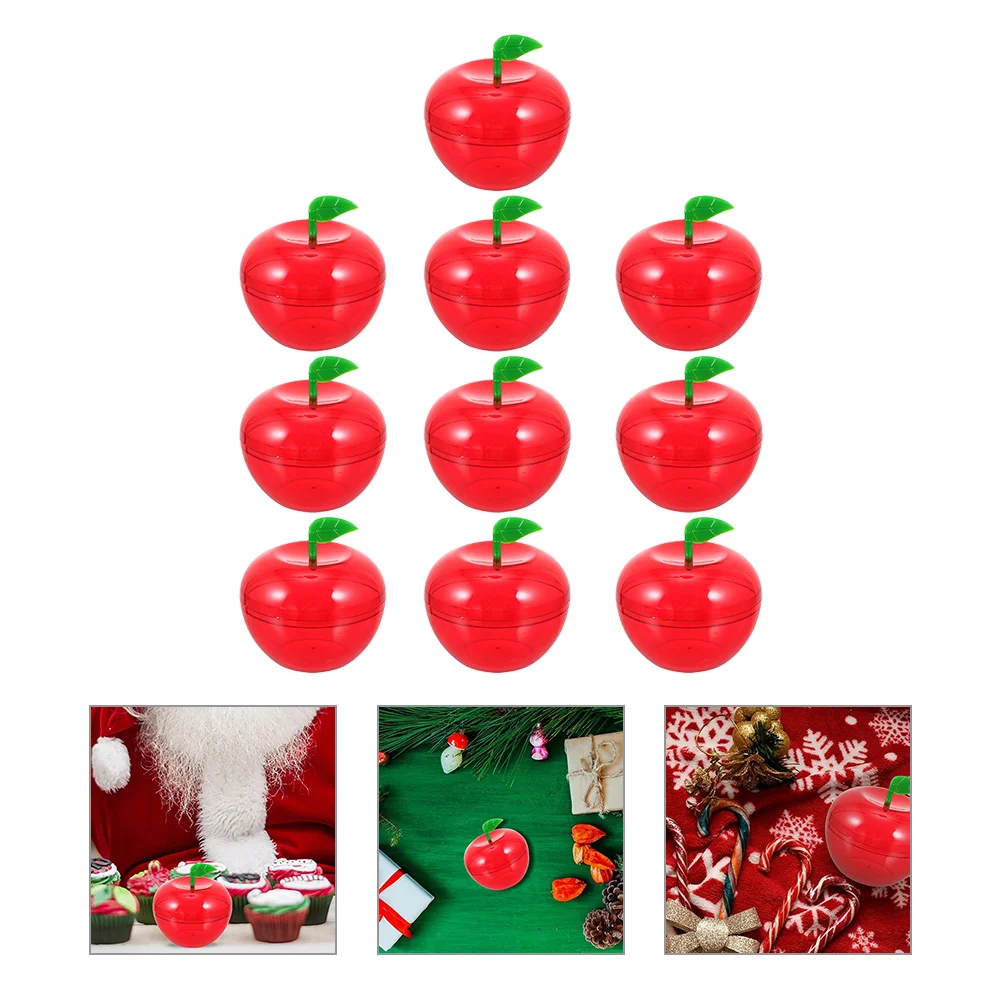 

10 Pcs Christmas Apple Box Goody Boxes Containers For Kids Happy Plastic Jars With Lids