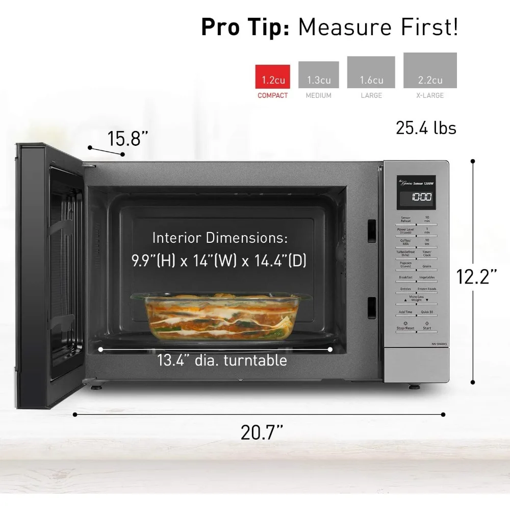 NN-SN68KS Compact Microwave Oven with 1200W Power, Sensor Cooking, Popcorn Button, Quick 30Sec 3
