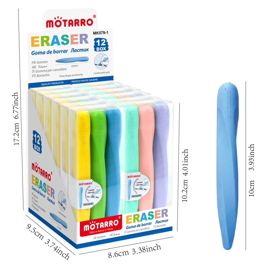 Pencil Eraser 3Pcs/Box Creative Cartoon Soft Double Head Large Hole School pencil eraser