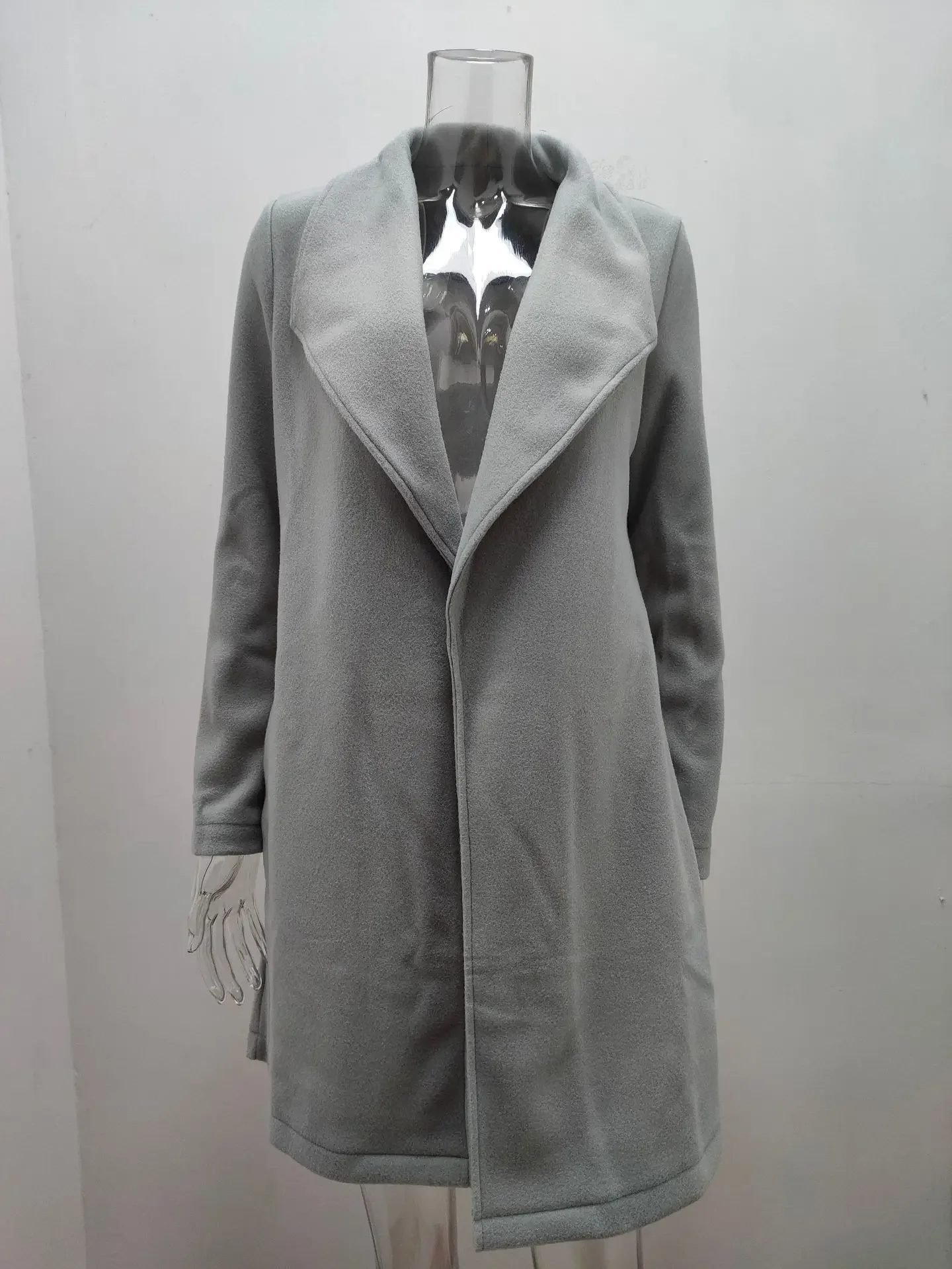 2024 new autumn and winter eBay fashion strap lapel solid color woolen jacket for women