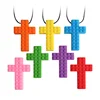 Pet and Baby Cross Border Autism Children Skull Gutta-Percha Sensory Chewing Necklace Silicone Teether Grinding Machine Pendant 2