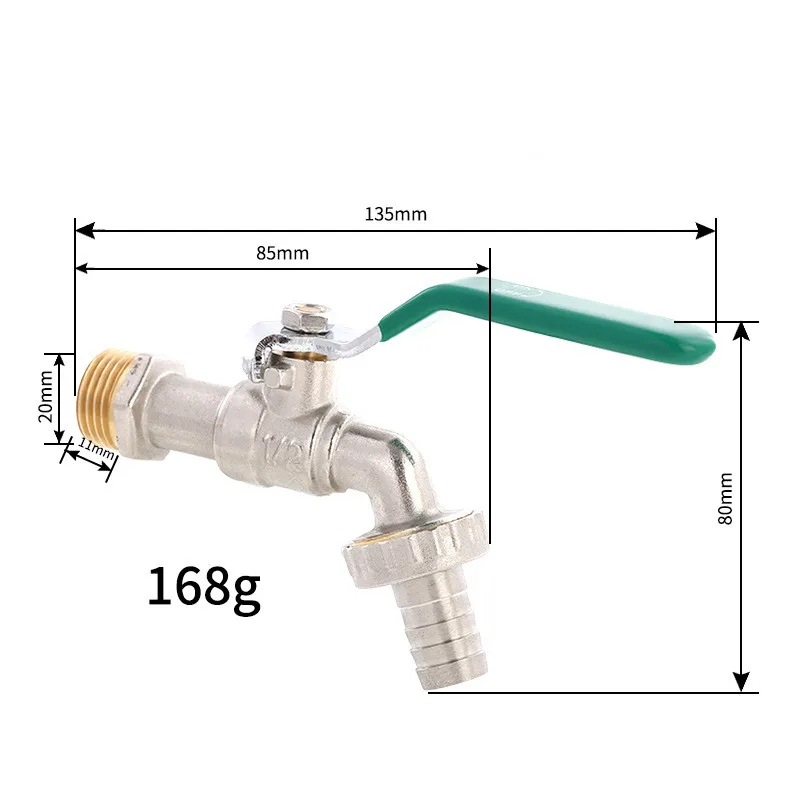

1/2'' 20mm Garden Lever Tap Outdoor Water Faucet Long Handle 1-Way Ball Valve Shut Off with Connecter for IBC Tank