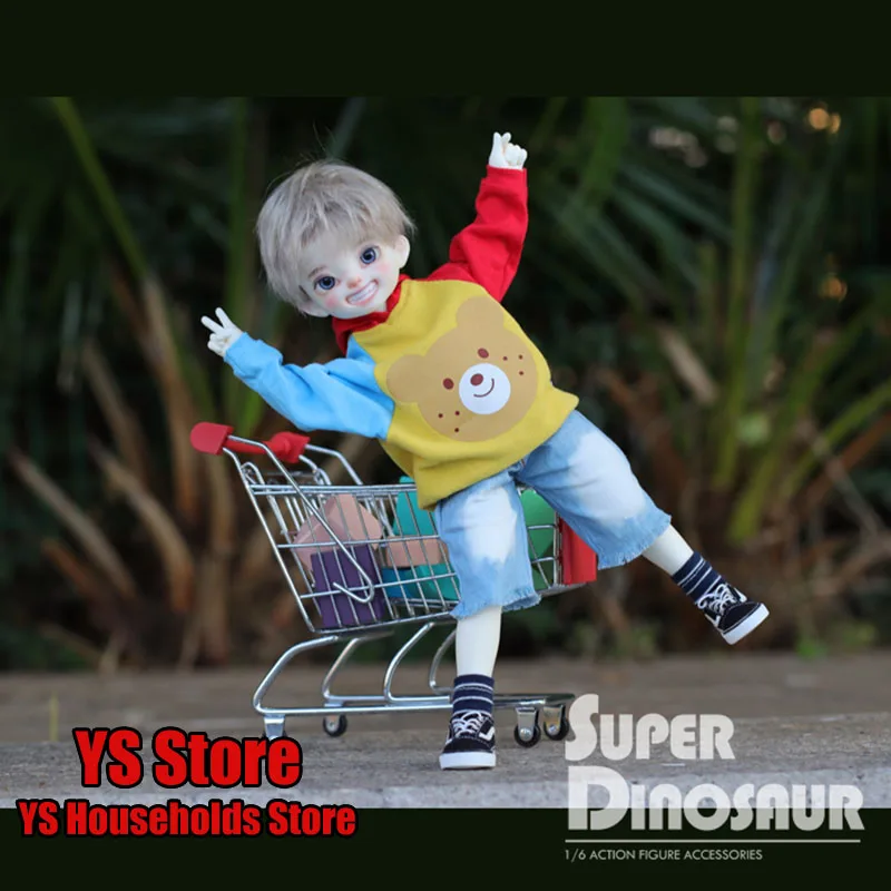 

1/6 Man Soldier Cute Colorful Bear Print Hoodied Coat Washed White Short Jeans Clothes Accessories For 12" Action Figure Body