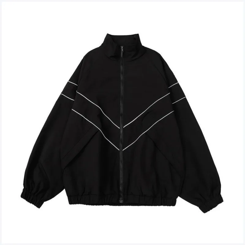 Reflective Sports Jacket for Men and Women New Autumn Trend Loose Fitting Solid Color Versatile Casual Street Jacket 2023 New