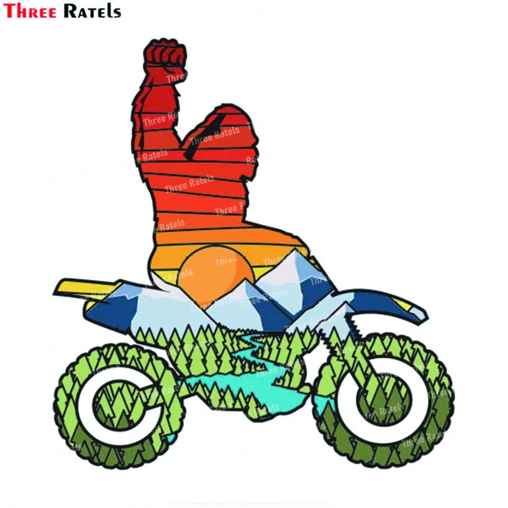 Tre Ratels J719 Dirt Biking Moto Yeti Sticker Moto Sport Dirt Biker Sasquatch Decalcomania Mountain Sunset Trees Yeti Sticke