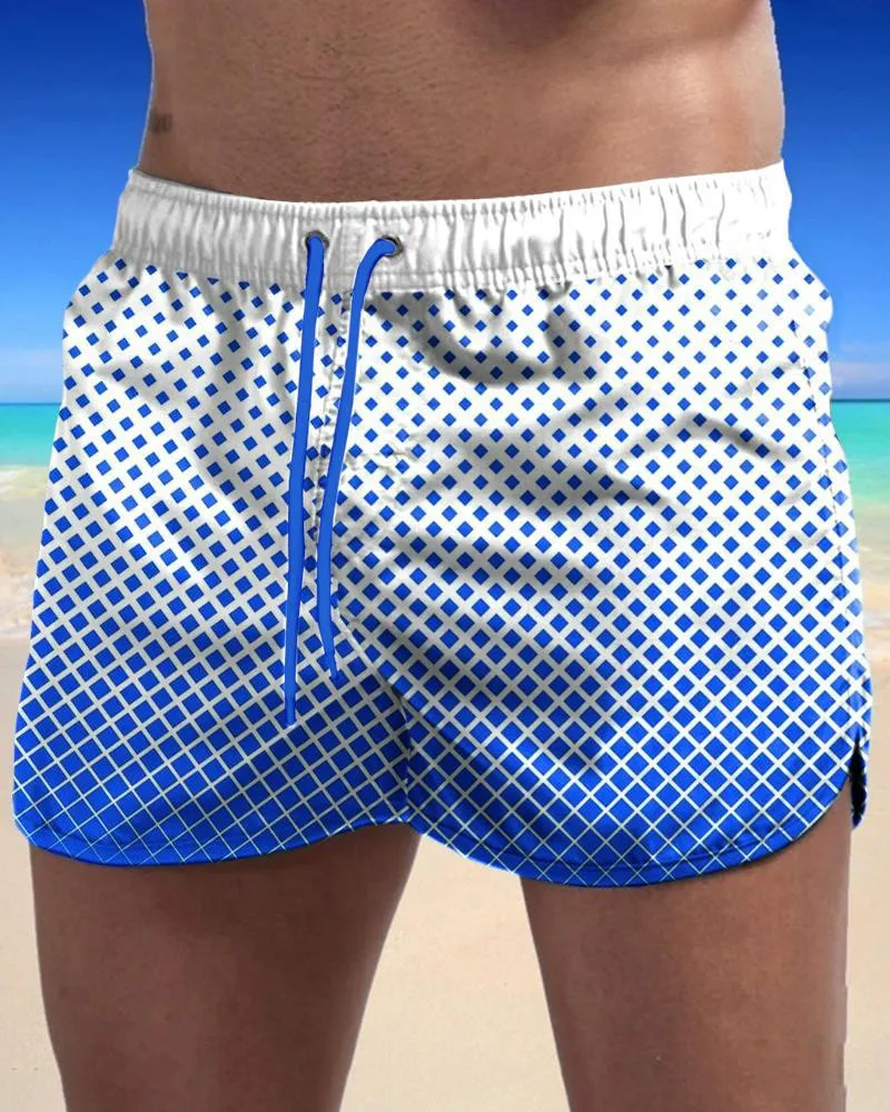 

Hawaiian Casual Shorts Gradient Print trunks Mens Swim Surfing Trousers Summer Beach Swimsuit Sports Bottoms Male Clothing 2023