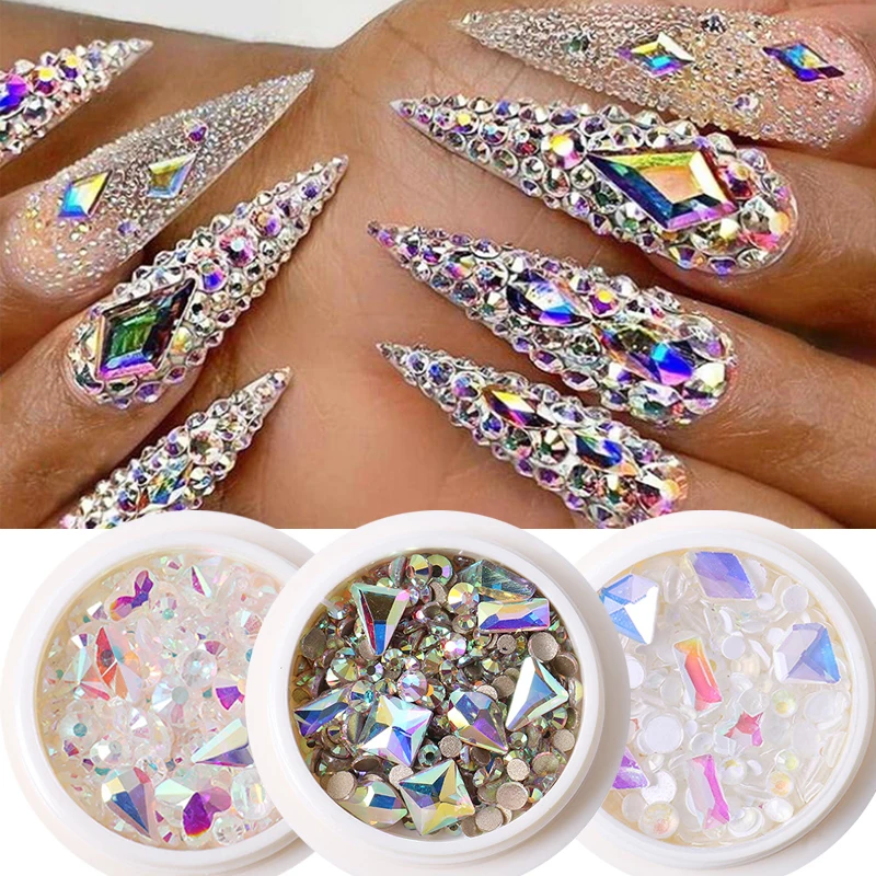 2592pcs Flatback Crystal Irridescent AB Rhinestones Round Beads Gem Pearls  for 3D Nail Art DIY Crafts Clothes Shoes Phone Case Decoration; Mixed Sizes  1.3-4.8mm; SS3-20; 9 Sizes/288pcs Each Size : : Beauty
