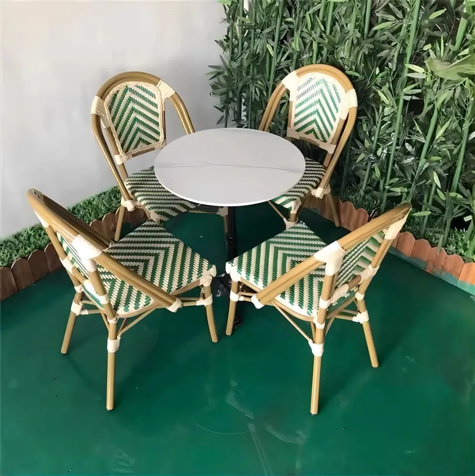 Hotel French Cafe Dining Vine Chair Commercial Furniture Bistro Outdoor Restaurant Rattan Chair Balcony Courtyard Single