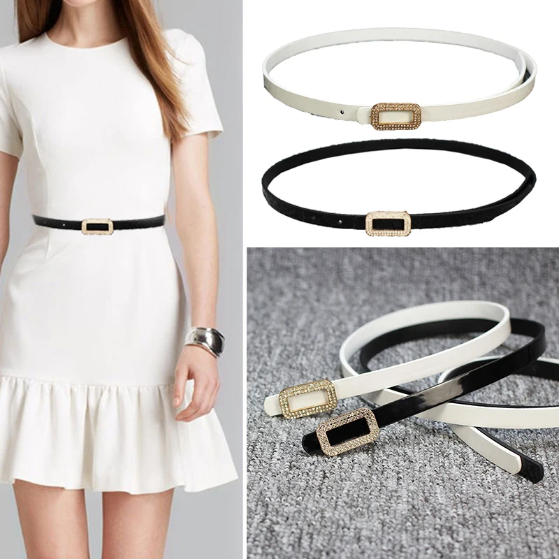 

Faux Leather Women Belt Fashion Waist Belt Female PU Leather Metal Buckle For Ladies Leisure Thin Waistband For Dress Jeans New