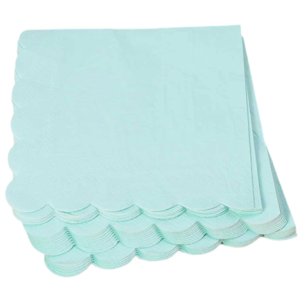 16 Pcs Wave Napkins 33cm Mint Paper Party Disposable Decorative Table Banquet Hotel Stylish Elegant Festive Atmosphere