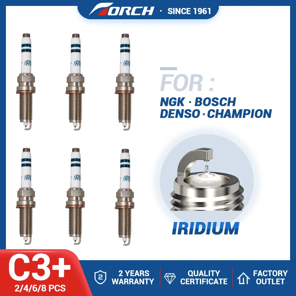 

2-8PCS for TORCH LD8RKIP for SILZKFR8D7S SILZKFR8E7S V6SII3328 Spark Plugs Torch C3+ Iridium Platinum Candles Car Candles Power