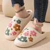 Fashion Flowers Pretty Bow Bear Women Slippers Autumn Winter Men Home Cute Cartoon Plush Sandals Couple Warm Cotton Flat Shoes 1
