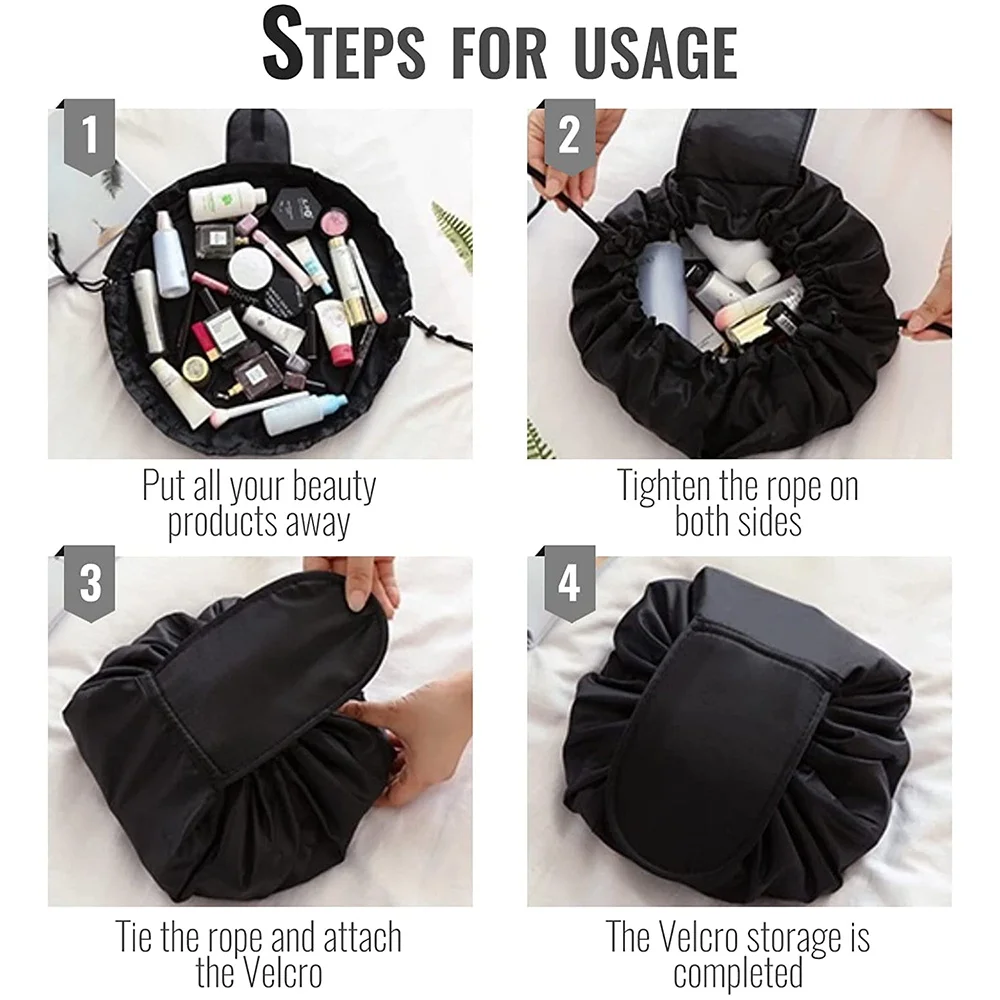 Women Travel Magic Pouch Drawstring Cosmetic Bag Organizer Lazy Make Up Cases Wash Storage Bag Portable Toiletry Beauty Case