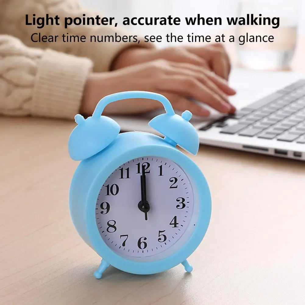 Double Bell Clock Accurate Timekeeping Battery Operated Analog Mini Round Bedside Desk Alarm Clock Cute Kids Gift 3