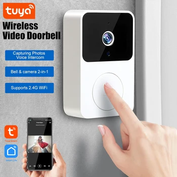 tuya Wireless smart video doorbell, 2.4G WiFi home security camera, 2-way audio, night vision, battery, secure home monitoring 1