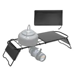 Folding Camping Table Portable Campfire Grill Mesh Grid Table Adjustable Height Camping BBQ Grills Camping Travel Picnic Table