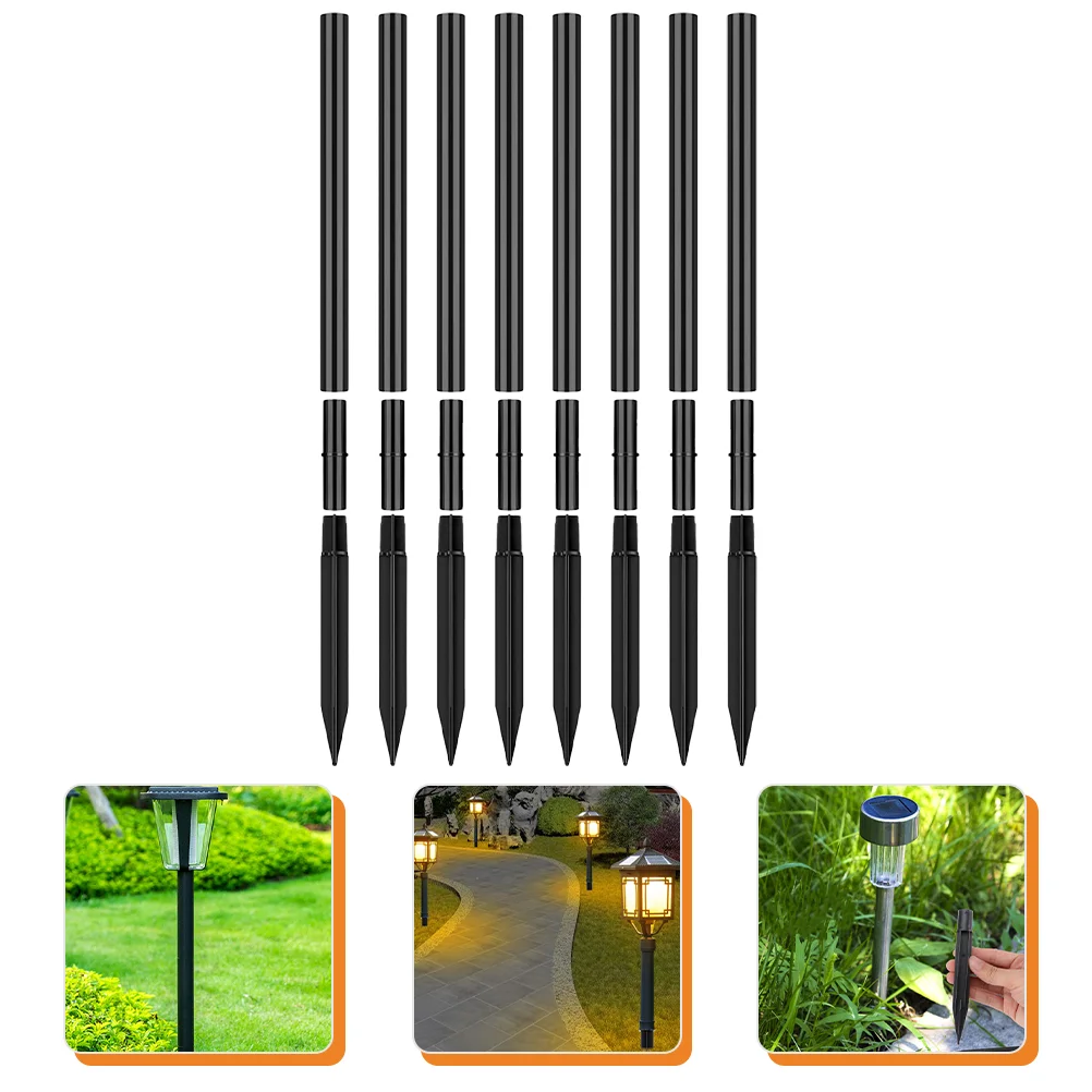 

8 Sets Lamp Street Replacement Pile Vertical Rack Mount Stakes for Solar Lights Landscaping Powered Outdoor Ground Garden Spike