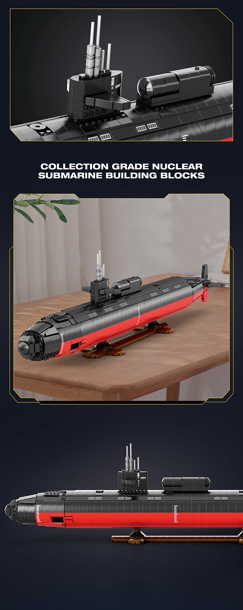 2723PCS SSN-688 U-Boot Baustein Navy Kernbetriebene schnelle Angriff U-Boote Modell Ziegel Desktop Deco DIY Spielzeug für Kinder – Detail 3