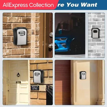 AliExpress Collection Zink 합금 방수 다기능 벽걸이 형 열쇠 보관함, 가정용 안전 상자, 손쉬운 수리, 4 자리 암호