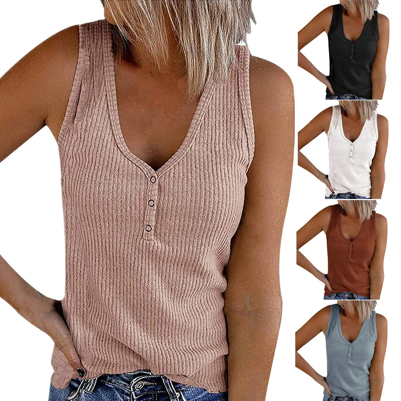 Zomer Dames Mouwloze Tank Top Shirts Tees Katoen Casual Vrouwen Effen V-Hals Blouse T-Shirt Top Pullover Top Plus Size