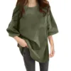Womens Oversized Daily T-Shirts New Spring Summer Half Sleeve Crewneck T-Shirts Loose Fit Solid Color Basic T-Shirts Blouse 4