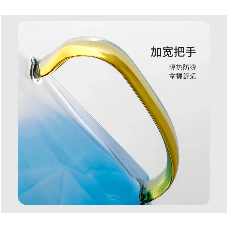 Heatable Gradient Glass Water Jugs Pitcher Cups Stainless Steel Stand Storage Tray Cold Hot Drinks Kettle Diamond Drinkware Set